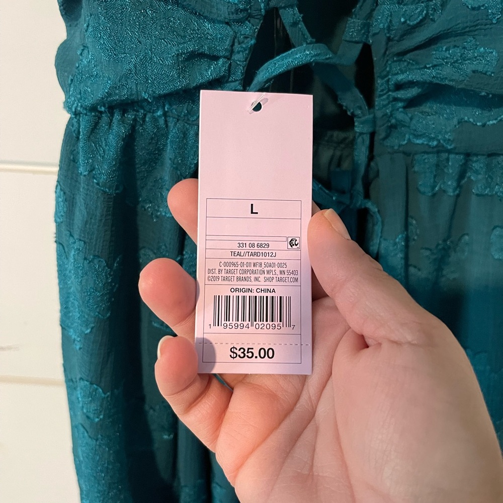 BNWT beautiful dark turquoise open back dress size Large - Picture 5 of 11